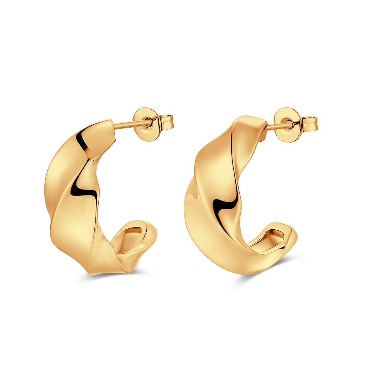 Boucles d'oreilles Demi-anneau Ondulation