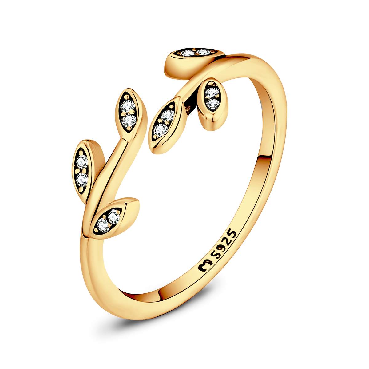 Bague Feuilles Brillantes - LaMaisonDesBijoux