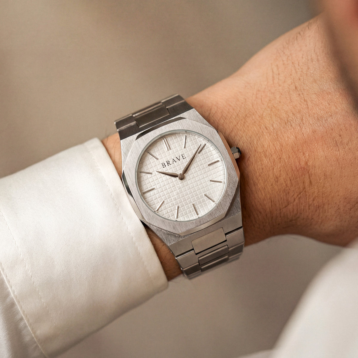 Montre BRAVE Empire ~ Argent-Blanc