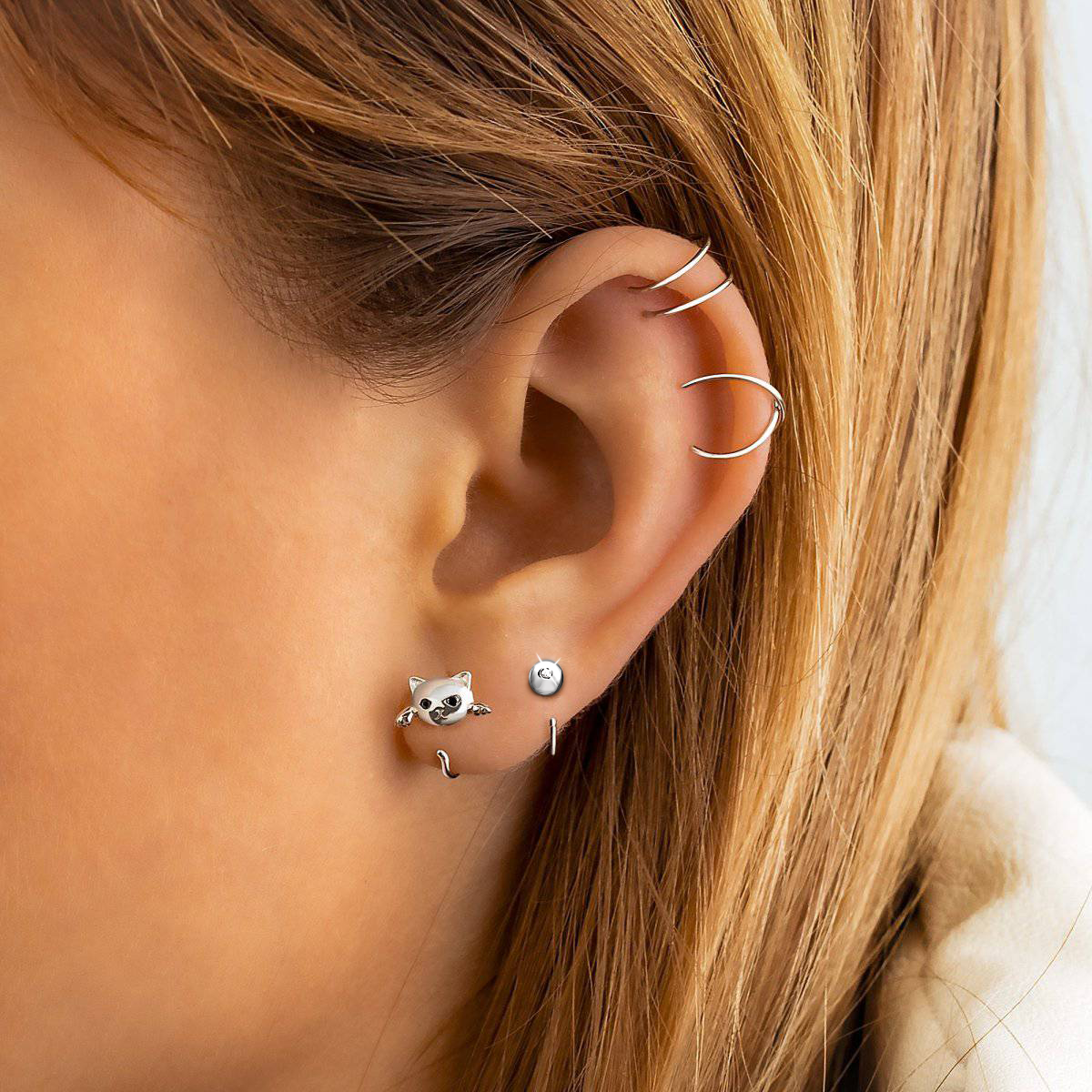 Boucles d'oreilles Demi-anneau Boule - LaMaisonDesBijoux