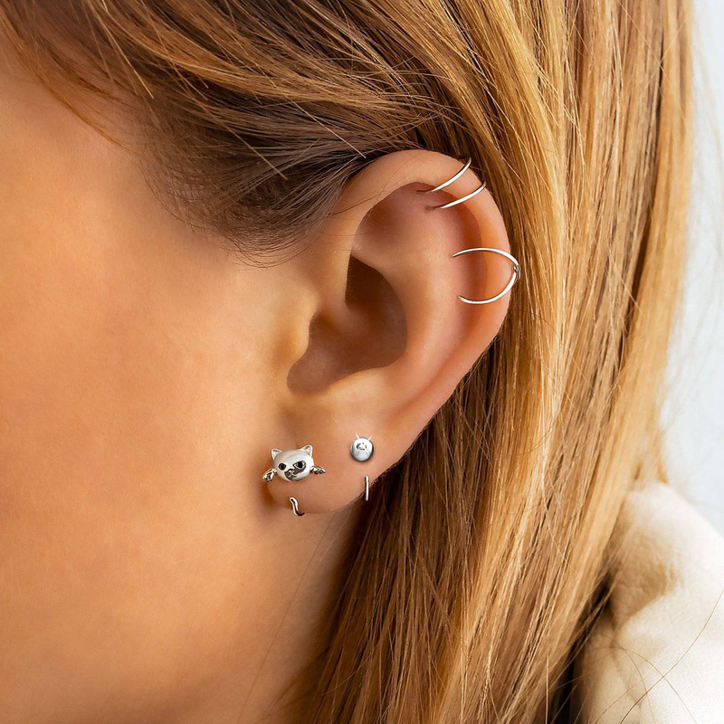 Boucles d'oreilles Demi-anneau Boule - LaMaisonDesBijoux