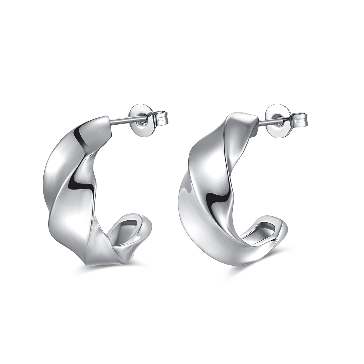Boucles d'oreilles Demi-anneau Ondulation