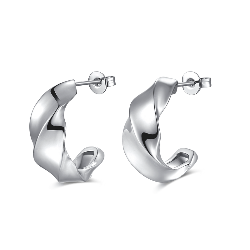 Boucles d'oreilles Demi-anneau Ondulation
