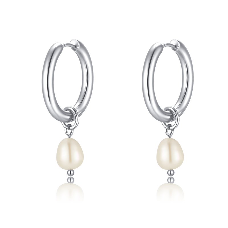 Boucles d'oreilles Anneux Perle Asymétrique