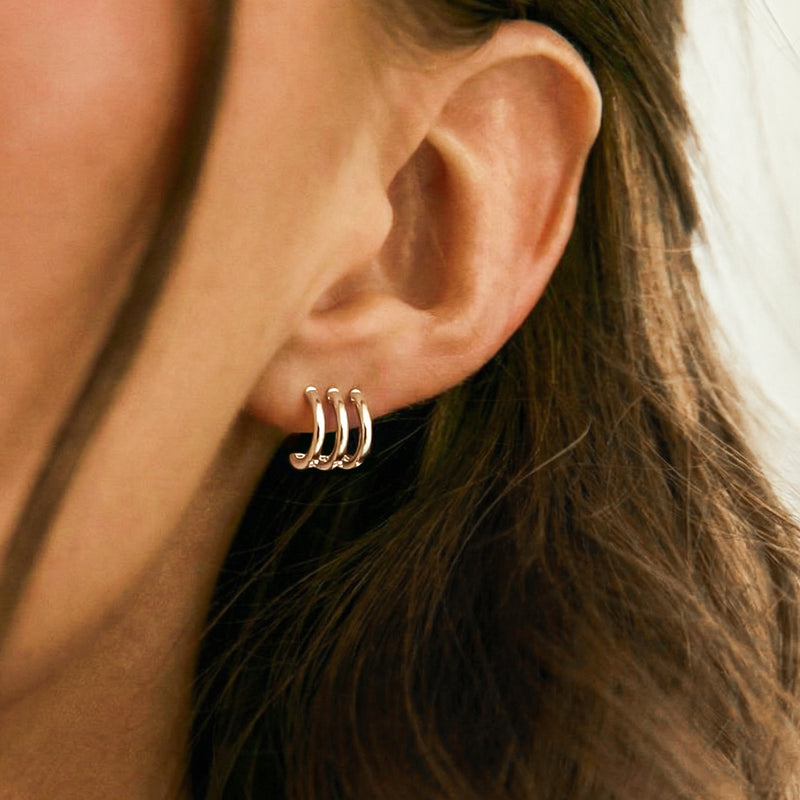 Boucles d'oreilles Demi-anneau Triple Arcs