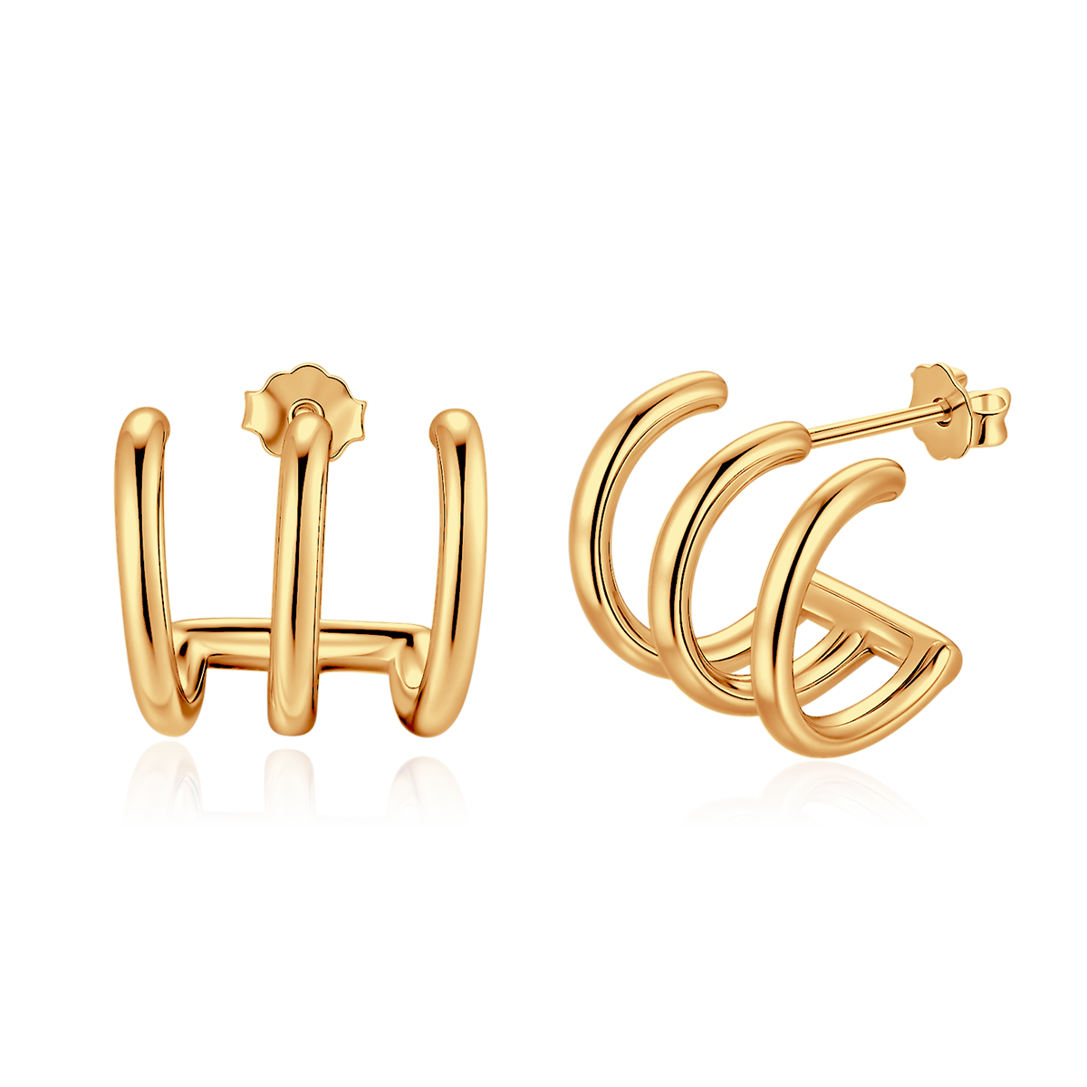 Boucles d'oreilles Demi-anneau Triple Arcs