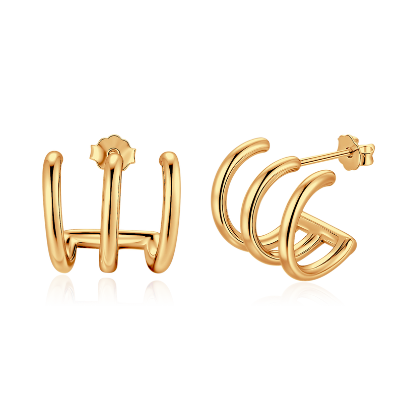Boucles d'oreilles Demi-anneau Triple Arcs