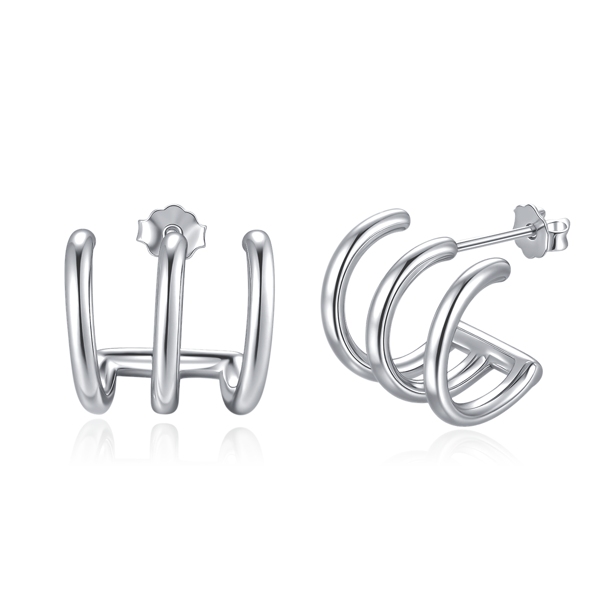 Boucles d'oreilles Demi-anneau Triple Arcs