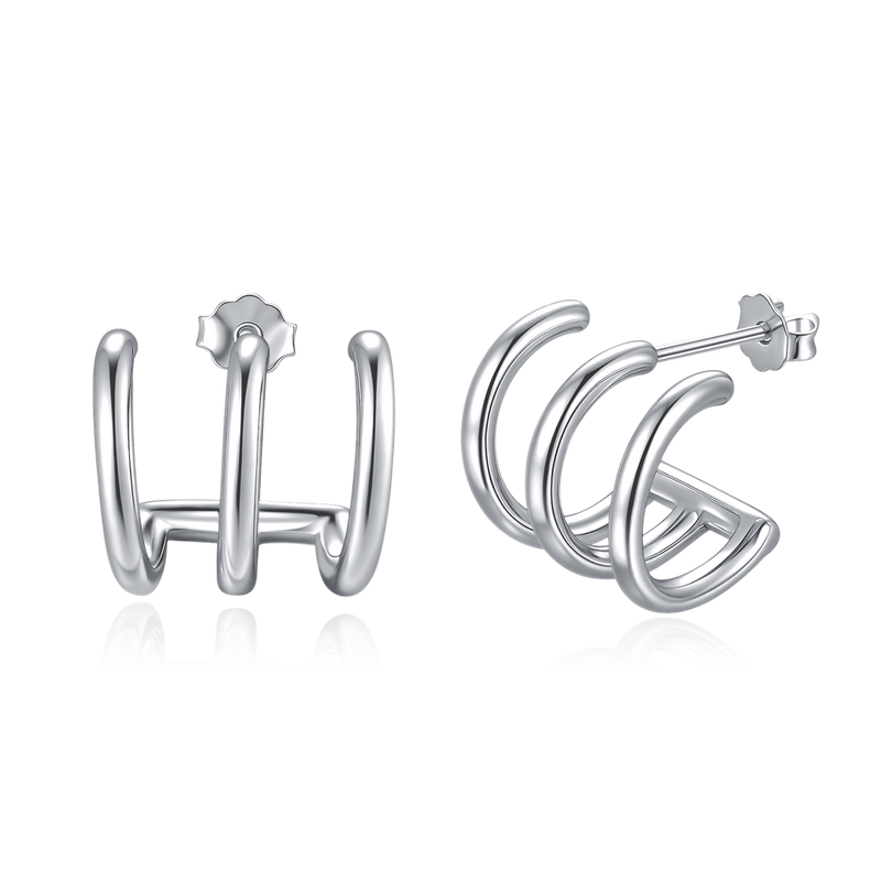 Boucles d'oreilles Demi-anneau Triple Arcs