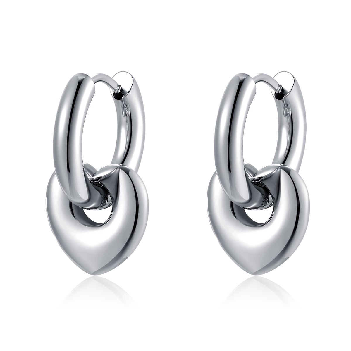 Boucles d'oreilles Anneaux Cœur Profond
