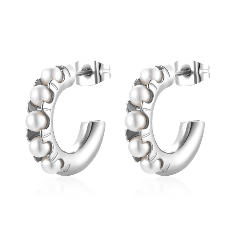 Boucles d'oreilles Demi-anneau Nacré