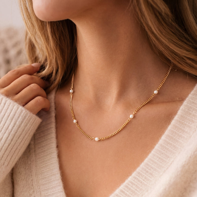 Collier Perles Blanches