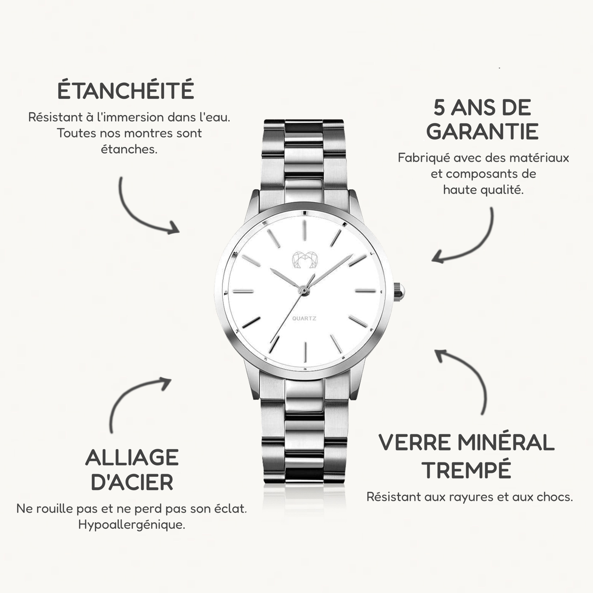 Montre Californie ~ Argent Blanc