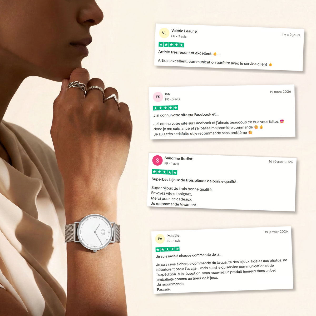 Montre Juliette ~ Argent Blanc