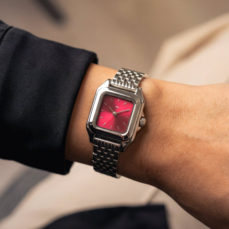Montre Hampton ~ Argent Grenat