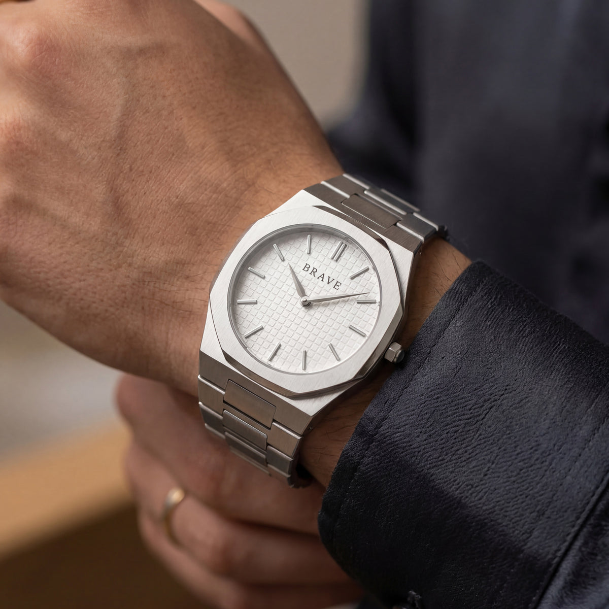 Montre BRAVE Empire ~ Argent-Blanc