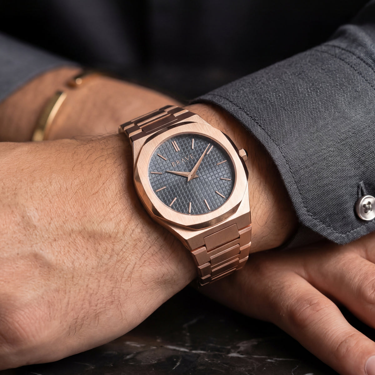 Montre BRAVE Empire ~ Or Rose-Bleu