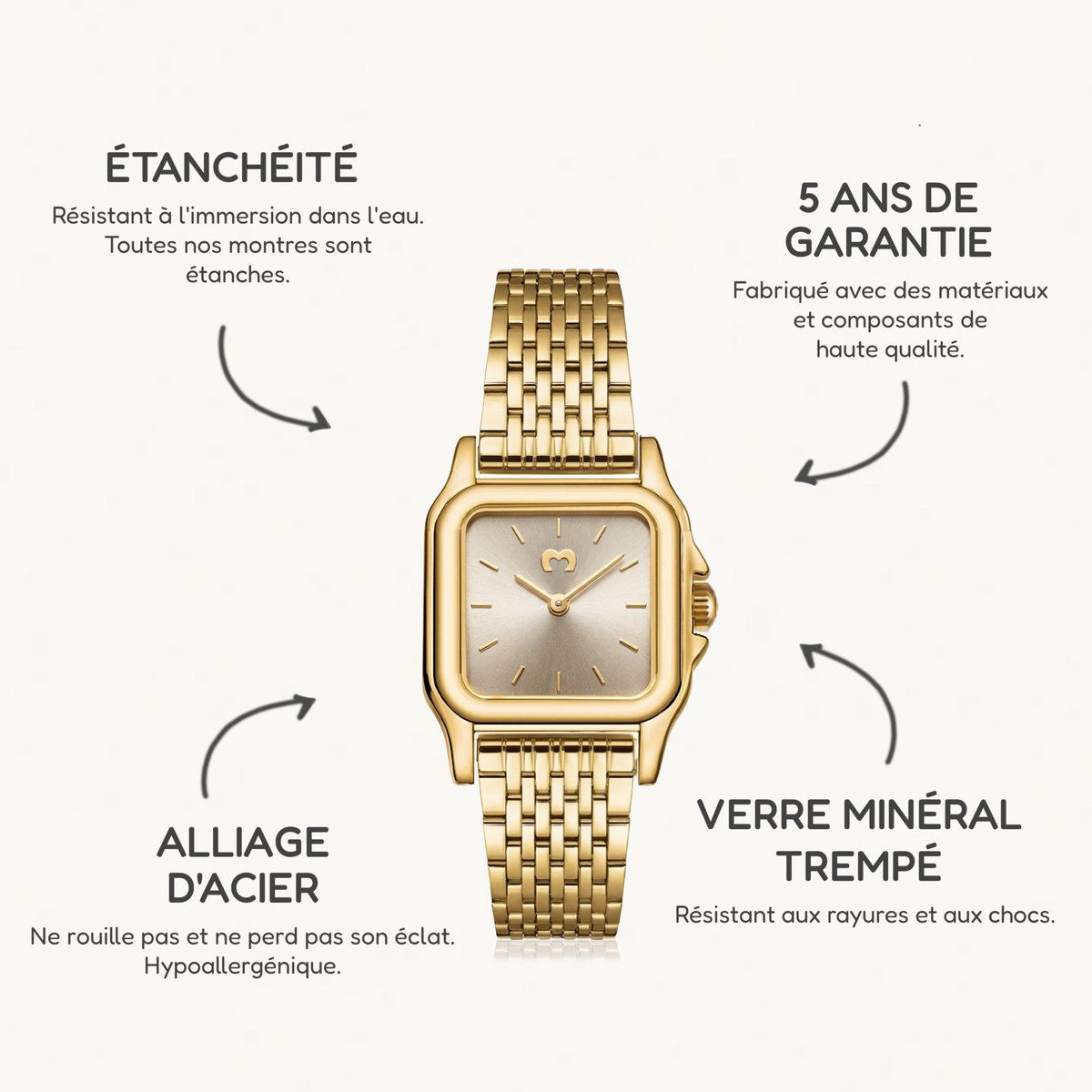 Montre Hampton ~ Or Champagne