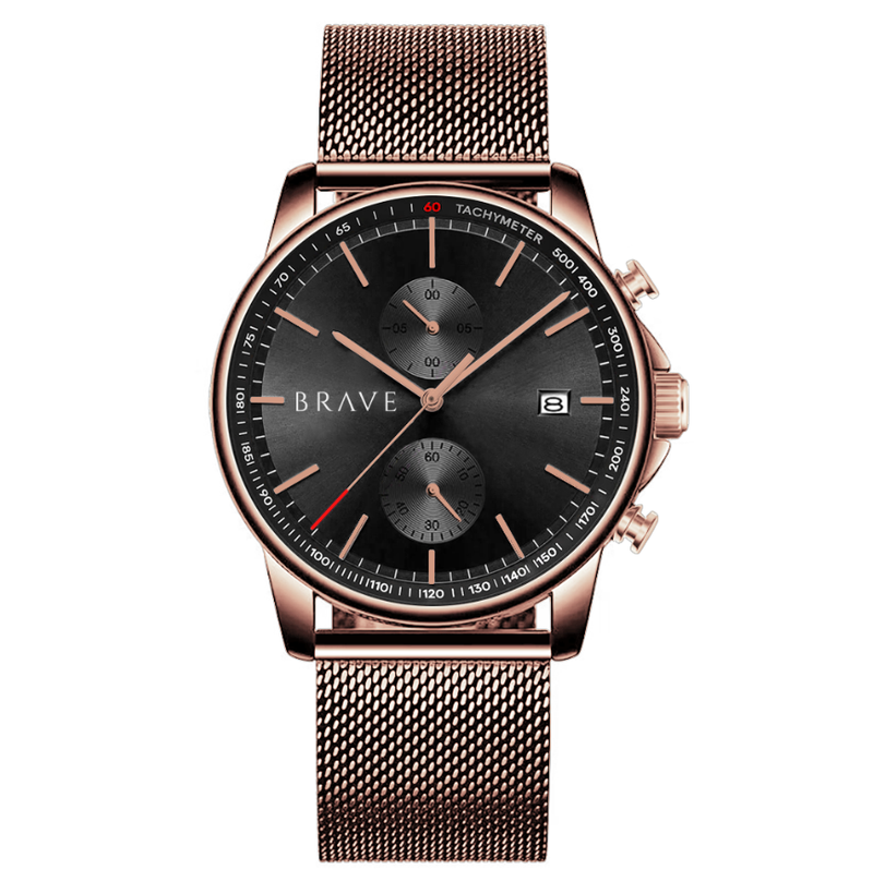 Montre BRAVE Atlantide ~ Or Rose-Noir