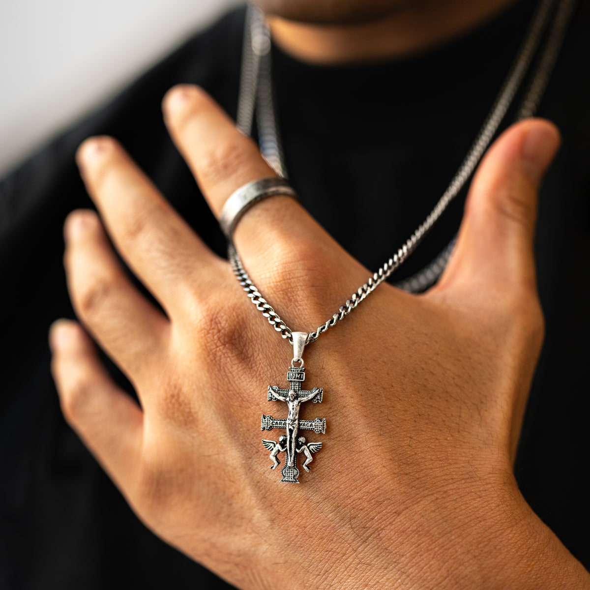 Collier Homme BRAVE "Croix de Caravaca" - LaMaisonDesBijoux