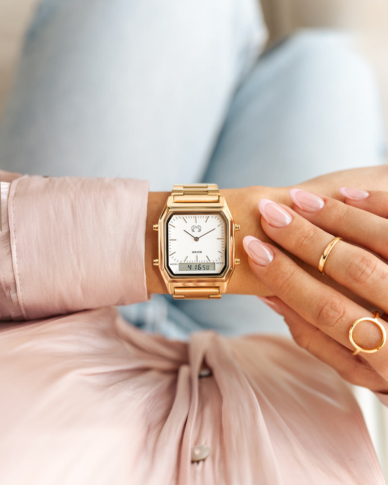 Montre Rétro Vintage ~ Or Blanc - LaMaisonDesBijoux
