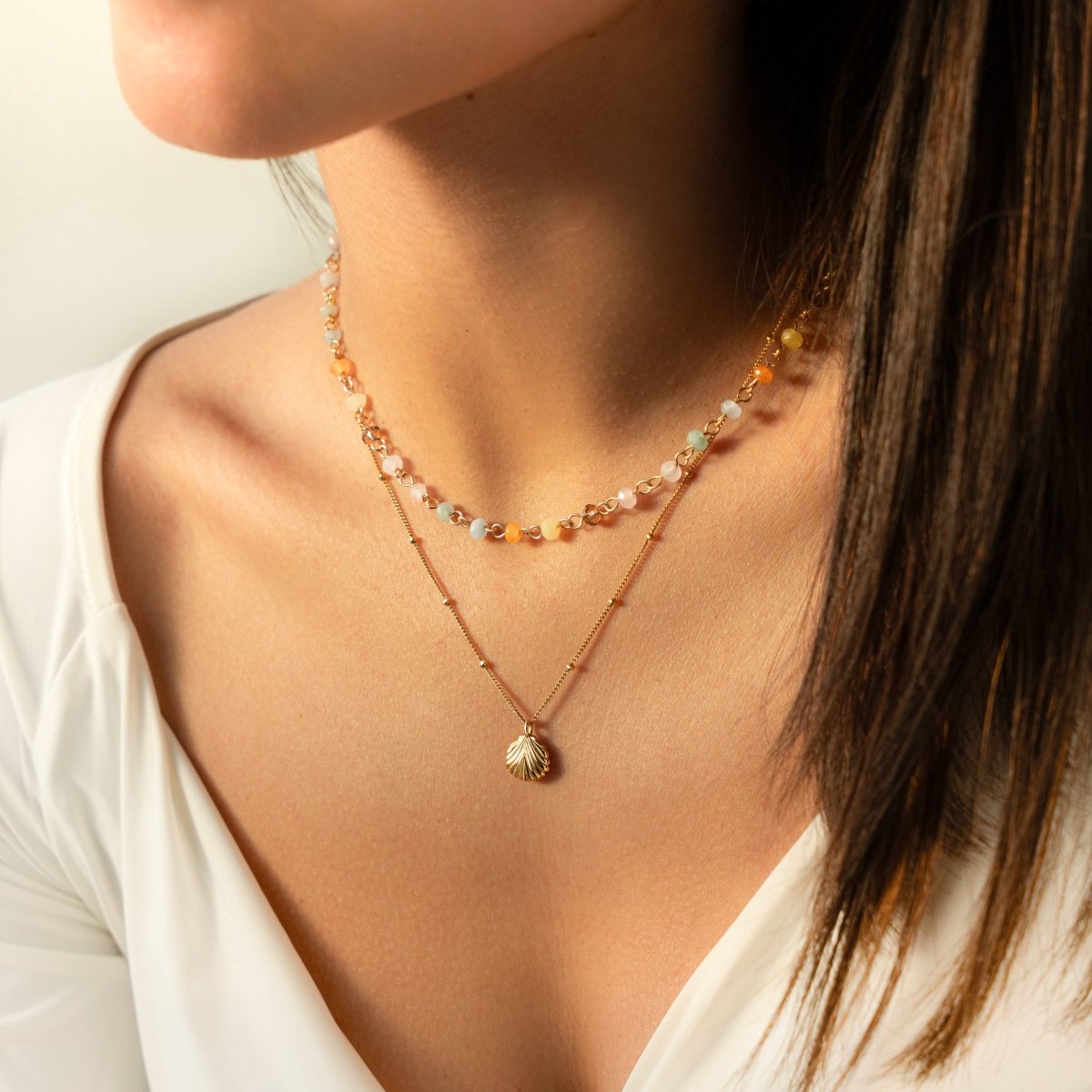 (Pack 2) Collier Coquille Marine + Canari - LaMaisonDesBijoux