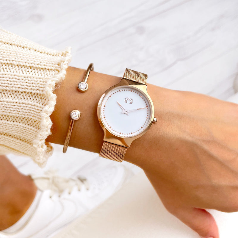 Montre "Base" ~ Rose Blanc - LaMaisonDesBijoux